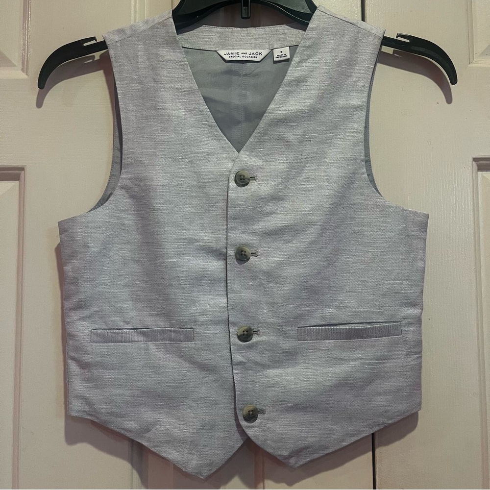 Janie and Jack Linen blend Special Occasion Vest Boys Size 8